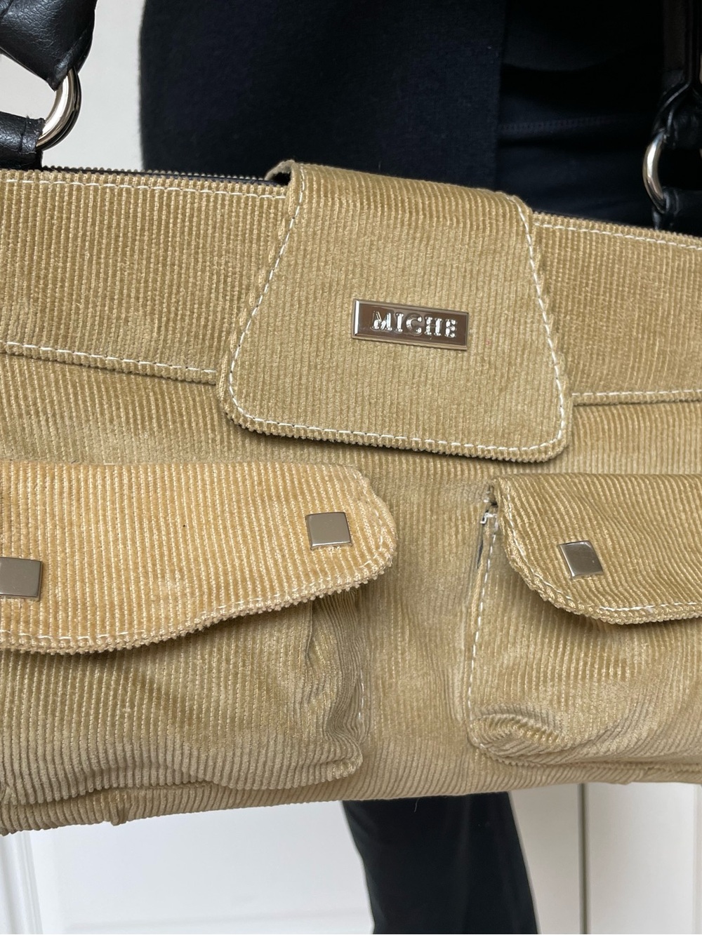 Women’s Tan Corduroy Top-Handle Bag